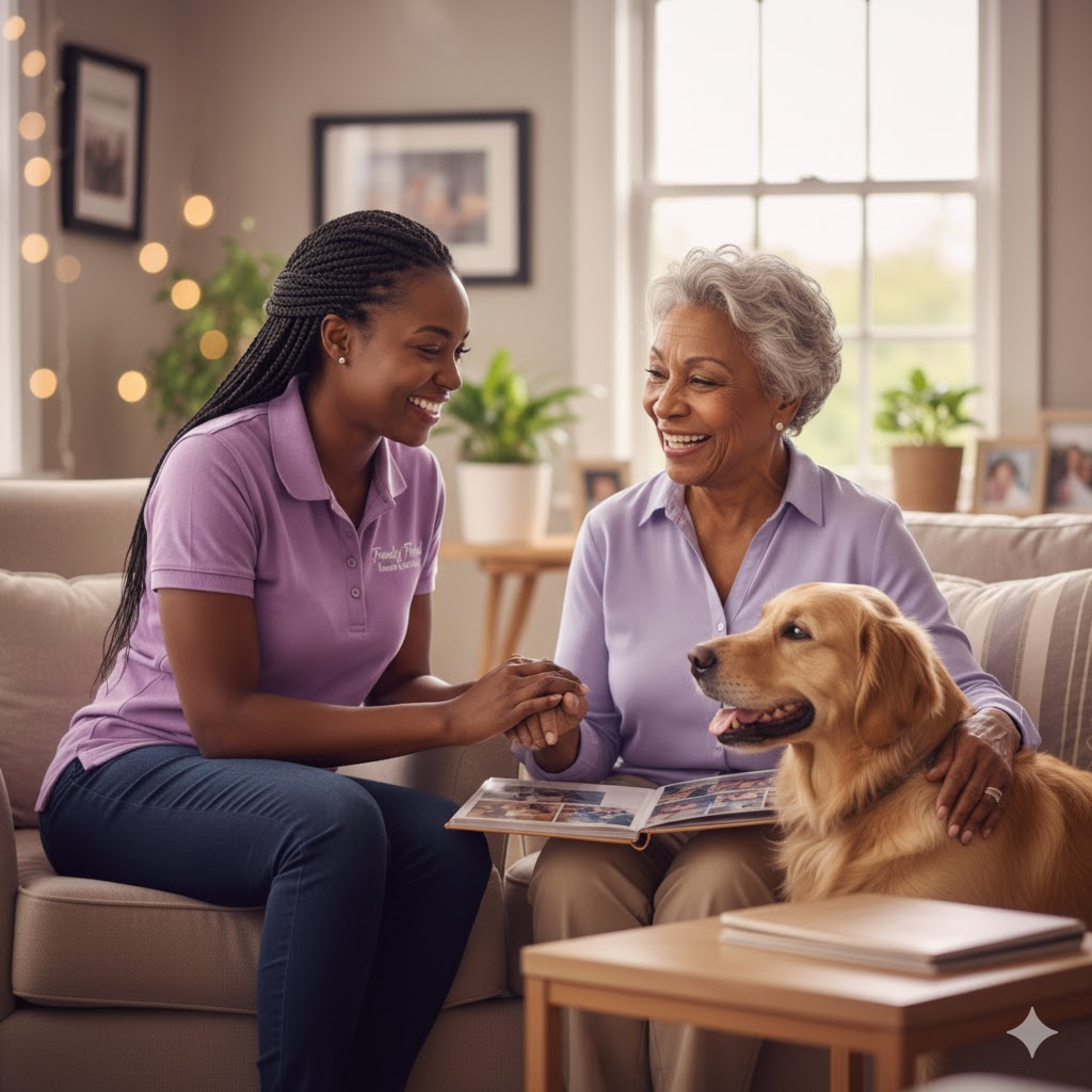 Caregiver providing senior companion care